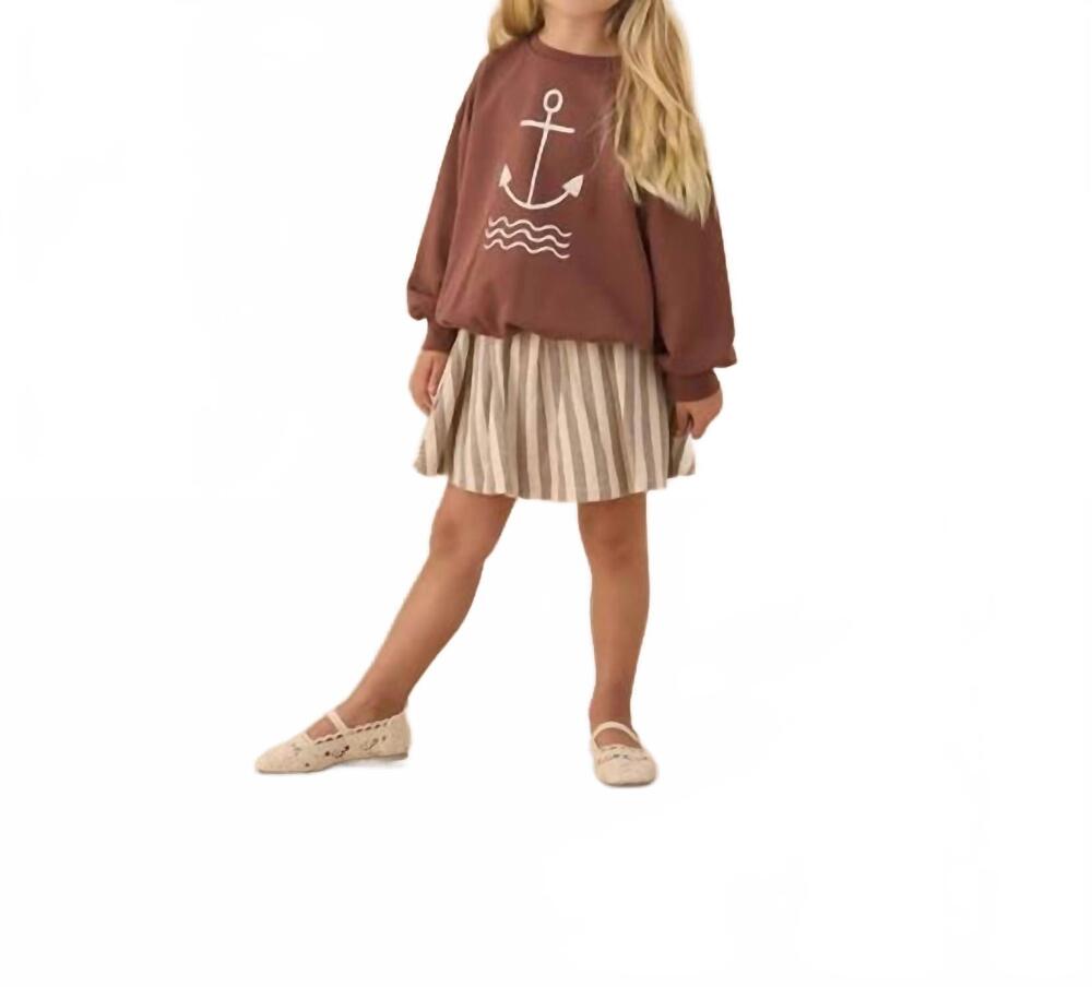NEW RYLEE + CRU girl's sasha skort in brown stripe